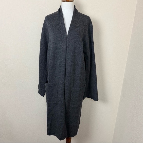 J.McLaughlin Marjorie Charcoal Gray Boiled Wool Cardigan - Picture 4 of 15